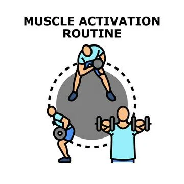 Muscle activation routine performing different exercises Stock Illustration