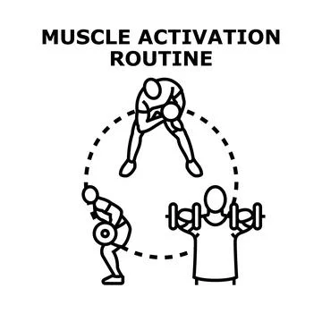 Muscle activation routine performing different exercises Stock Illustration