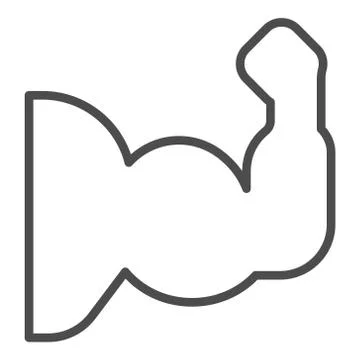 Muscle Bicep Icon Vector - In Line Stroke Design Icon Stock Illustration