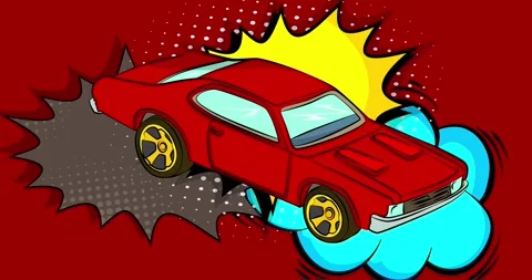 Muscle Car on Comic Book background animation Stock Footage 340302102