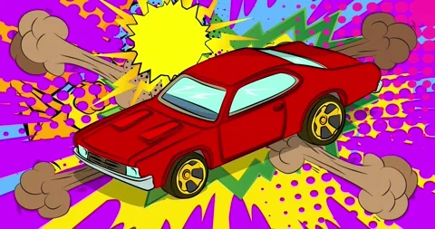 Muscle Car on Comic Book background Video Stock Footage 340302103