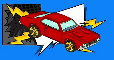 Muscle Car on Comic Book background Stock Footage 340302105