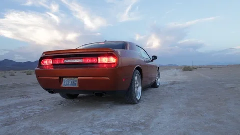 Muscle Car in the Desert Stock Footage