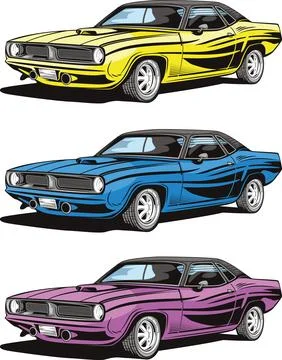 Muscle Car Set Stock Illustration