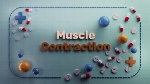 Muscle Contraction text animation on 3D medical background Stock Footage 319431074