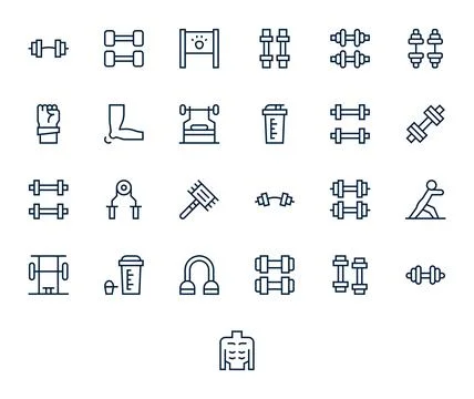 Muscle featuring 25 High Resolution Vector Icons in Regular Line Design 스톡 일러스트