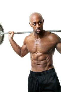 Muscle Man Doing Squats Stock Photos