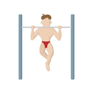 Muscle man pulling up on horizontal bar icon Stock Illustration