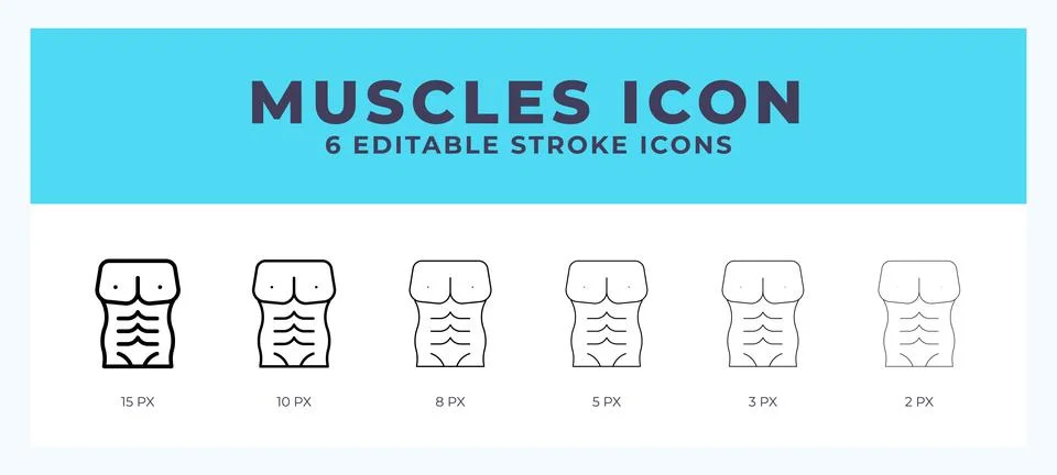 Muscles icon illustration vector with editable stroke. Stock Illustration