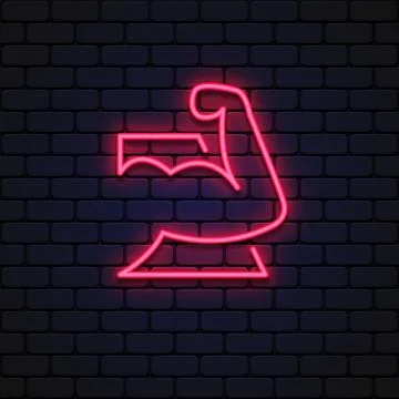 Muscles icon neon on light background. Vector illustration Stock Illustration