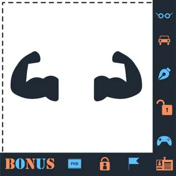 Muscular arm icon flat Stock Illustration