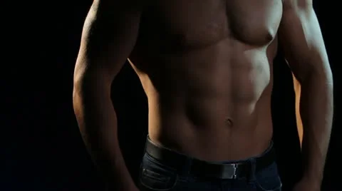 Muscular body man Stock Footage 12436727
