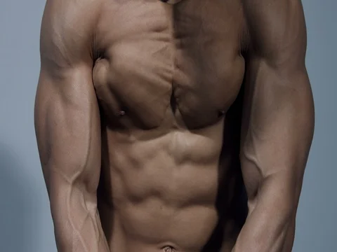 Muscular Chest of Man Flexing, Stock Video