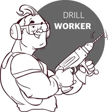 Muscular construction worker with drill vector image Stock Illustration