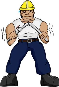 Muscular Contractor Bending a Pipe Stock Illustration