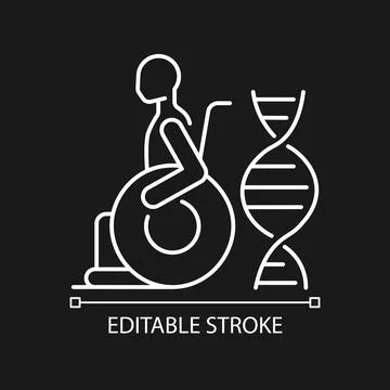 Muscular dystrophy white linear icon for dark theme Stock Illustration