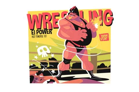 Muscular male pro wrestler Stock Illustration