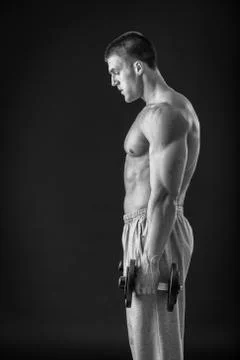 Muscular man bodybuilder Stock Photos