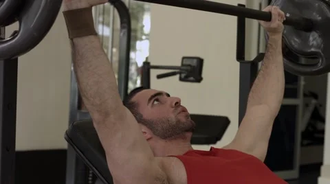Muscular Man do Bench Press Exercise Stock Footage 42458357