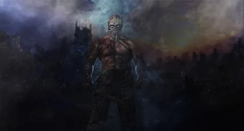 Muscular man killer. Stock Footage 71948641