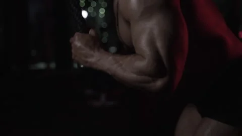Muscular man pumping triceps Stock Footage 314680925
