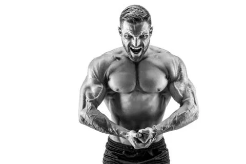 Muscular man screaming Stock Photos