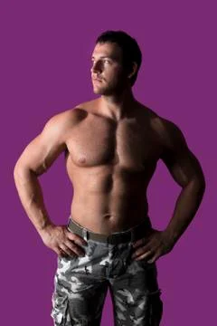 Muscular model posing. Stock Photos