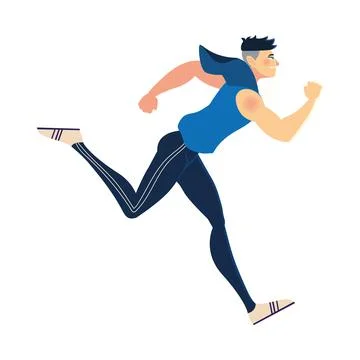 Muscular running man exercising, side view Stock Illustration