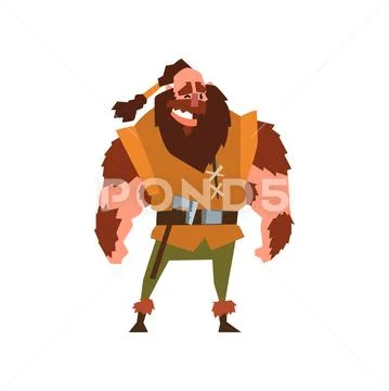 Muscular viking warrior character vector Illustration on a white background Stock Illustration