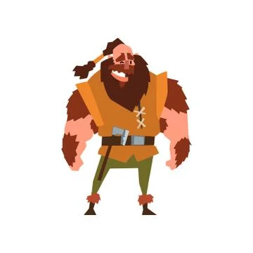 Muscular viking warrior character vector Illustration on a white background Stock Illustration