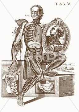 Musculature and nerves, artwork Stock Illustration