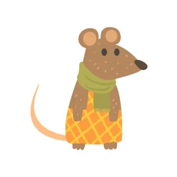 Muse In Checkered Pants And Scarf, Forest Animal Dressed In Human Clothes Stock Illustration
