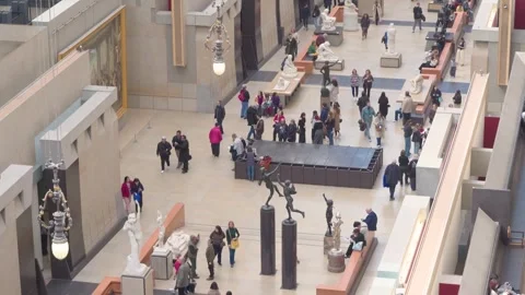 Musee d Orsay Sculpture Hall With Bronze And Marble Works And Visitors, High Stock Footage 339661626