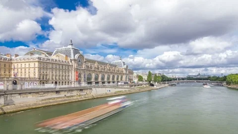 The musee d'Orsay is a museum in Paris timelapse hyperlapse, on the left bank of Stock Footage 80633955