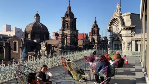 Museo del Estanquillo rooftop in the historic city center of Mexico City, 4K Stock Footage 292325628