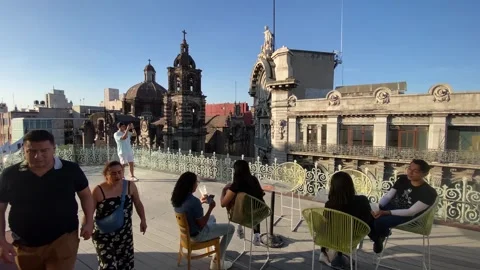 Museo del Estanquillo rooftop panoramic skyline view, Mexico City 4K Stock Footage 292325772