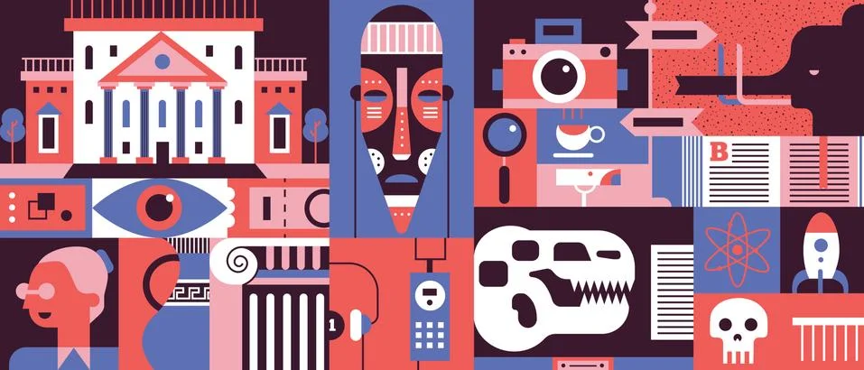 Museum abstract flat Stock Illustration