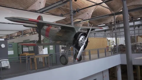 Museum aircraft plane propeller old retro vintage transportation mNACTEC Stock Footage 344272938