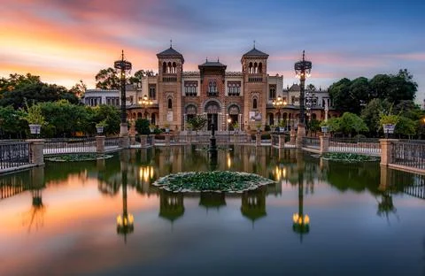 Museum of Arts and Traditions of Sevilla in Mudejar pavilion, Maria Luisa Park Stock Photos