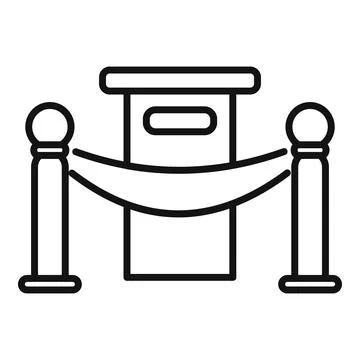 Museum barrier tape forming queue for exhibition Stock Illustration