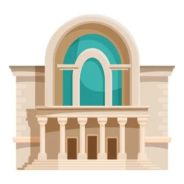 Museum building featuring classical columns, arched windows, and a grand entr Ilustración de archivo