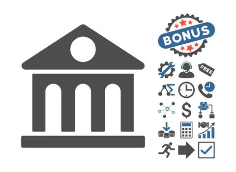 Museum Building Flat Vector Icon With Bonus Ilustración de archivo