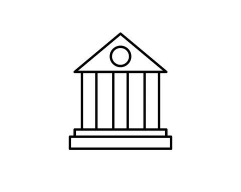 Museum Building icon. Vector style is flat iconic symbol, black color, white  Stock Illustration