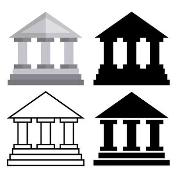 Museum building icon on white background. Institution collecting, studying Stock Illustration