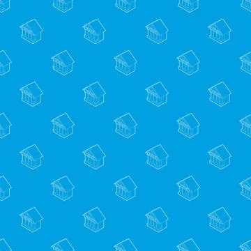 Museum building pattern seamless blue Illustrazione stock