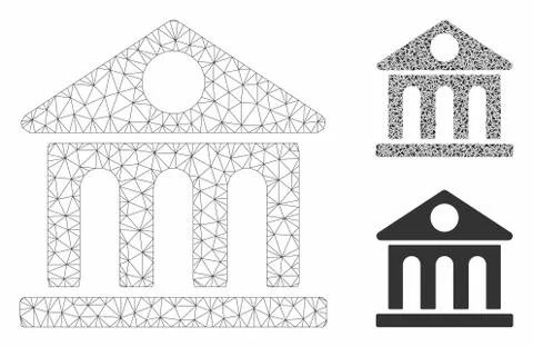 Museum Building Vector Mesh Carcass Model and Triangle Mosaic Icon Ilustración de archivo