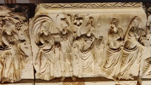 The Museum contains statues, tombs, columns and stone carvings from the Hellenis Stock Footage 290790215