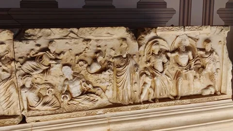 The Museum contains statues, tombs, columns and stone carvings from the Hellenis Stock Footage 290790227