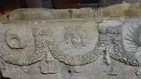The Museum contains statues, tombs, columns and stone carvings from the Hellenis Stock Footage 290790244