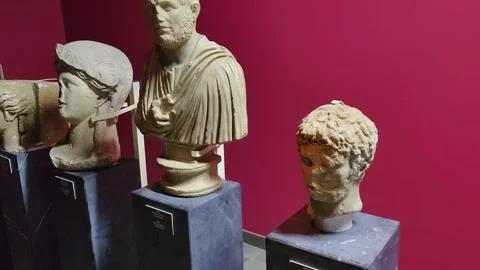 The Museum contains statues, tombs, columns and stone carvings from the Hellenis Stock Footage 290790259